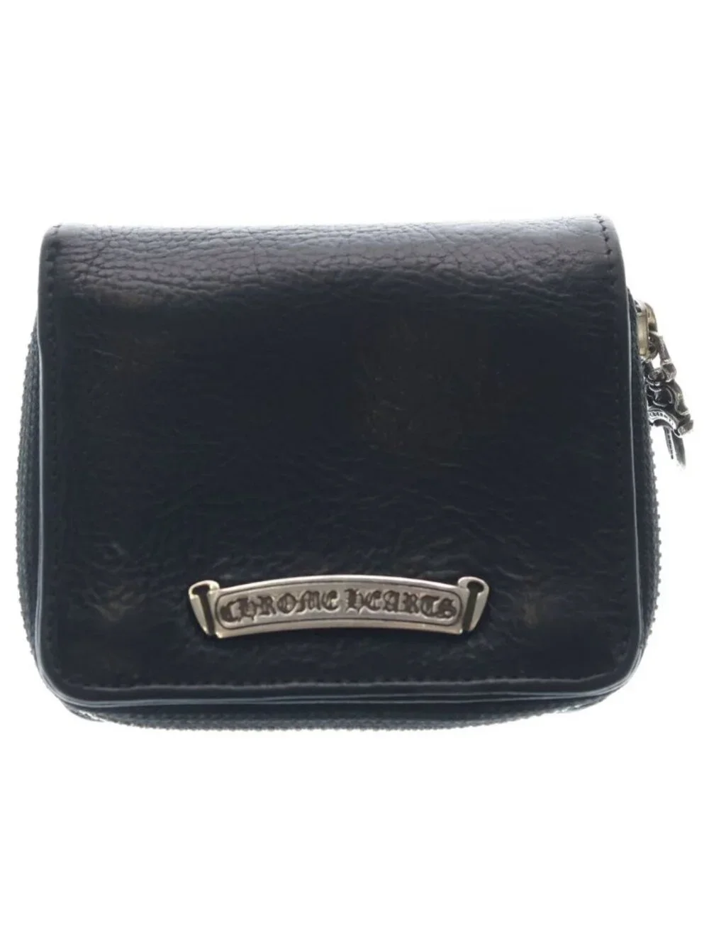 Chrome Hearts SQ Zip Bill Square Zip Leather Wallet Black